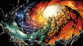 Dive into a mesmerizing swirl of colors and textures in this dreamlike abstract artwork