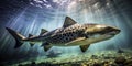 Stunning CloseUp of a Leopard Shark in its Vibrant Ocean Habitat Breathtaking Underwater Wildlife Photography Royalty Free Stock Photo