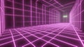 Retro Neon Grid Corridor Synthwave VR Background Good Resolution Stock Photo Royalty Free Stock Photo
