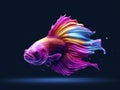 Vibrant AI-generated underwater art with hyper-realistic sci-fi style, realistic fish portraits, saturated colors, light crimson &