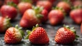 Nature\'s Tapestry: Exploring the Unique Surface Patterns of a Luscious Cluster of Strawberries - AI Generative