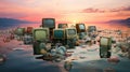 Dive into Nostalgia: Vintage TVs Resting in Shallow Waters