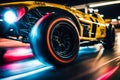 Closeup shot of racing car tire in motion