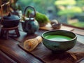 a vibrant matcha tea ceremony, a ritual of green elegance and Zen