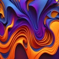 Vibrant Violet, Blue, and Orange Fluid Waves Background - Abstract Artistry for Creative Inspiration. Royalty Free Stock Photo