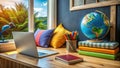 Inspiring Study Space A Colorful Haven for Learning Productivity and Growth Royalty Free Stock Photo