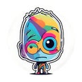 Colorful big head boy Meme Character sticker. transparent background version available