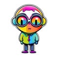 Cyberpunk student colorful meme character sticker. transparent background version available