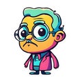 Miniature professor meme character sticker. transparent background version available