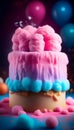 Cotton Candy Cake on a Colorful Canvas Generative AI