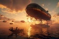 Dive into the world of airships suspended in a Royalty Free Stock Photo