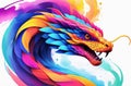 Symmetrical Tessellated Viper Vector Art: Vibrant Smoke Effects on White Background