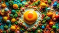 A Culinary Abstract Surreal Scrambled Eggs A Breakfast Masterpiece of Vibrant Colors Intricate Textures and Imaginative Royalty Free Stock Photo