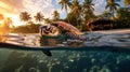 Azure Harmony: Serene Sea Turtle in Coastal Bliss