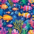 Dive into a world of underwater wonder with this coral reef seamless pattern wallpaper Royalty Free Stock Photo