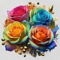 Rainbow Rose Bouquet: A Blossom of Chromatic Elegance Royalty Free Stock Photo