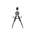 Diveder black glyph icon. Architect drafting tool concept. School supplies. Sign for web page, mobile app, banner