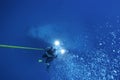 Diver ascending from the Spiegel Grove shipwreck off Key Largo, Florida