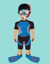 Little Diver Boy with a snorkel Royalty Free Stock Photo