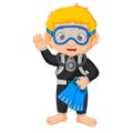 Diver boy cartoon Royalty Free Stock Photo