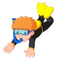Diver boy cartoon Royalty Free Stock Photo