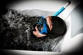 Diver in a crazy immersion Royalty Free Stock Photo