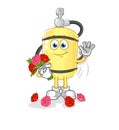 Diver cylinder with bouquet mascot. cartoon vector Royalty Free Stock Photo