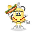 Diver cylinder Mexican culture and flag. cartoon mascot vector