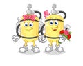 Diver cylinder wedding cartoon. cartoon mascot vector Royalty Free Stock Photo