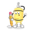 Diver cylinder write with pencil. cartoon mascot vector Royalty Free Stock Photo