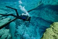 Diver Descends - Morrison Springs Cavern Royalty Free Stock Photo