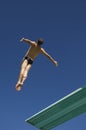 Diver Diving From Springboard In Midair Royalty Free Stock Photo