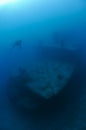 Diver Diving towards Sunken Ship