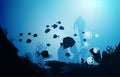 Diver Diving Wildlife Fish Sea Animals Underwater Aquatic Illustration