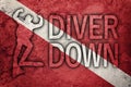 Diver Down Flag, Diver Silhouette, Vintage Style Scuba flag