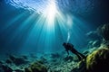 diver, exploring the depths of pristine ocean, taking in the beauty and serenity