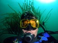 Diver with hairdo Royalty Free Stock Photo