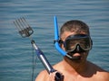 Diver with harpoon