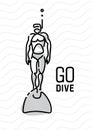 Diver. continuous line