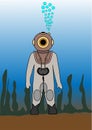 Diver in an old diving suit Royalty Free Stock Photo
