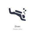 diver outline icon. isolated line vector illustration from people skills collection. editable thin stroke diver icon on white Royalty Free Stock Photo