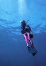 Diver in pink lycra Royalty Free Stock Photo