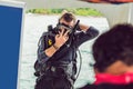 Diver preparing to dive into the sea