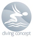 Diver swimming circle design Royalty Free Stock Photo