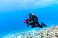 Diver swimming under water