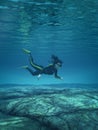 Diver swimming underwater