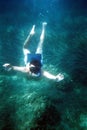 Diver under the sea-grain is visible, film scan Royalty Free Stock Photo