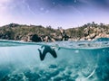 Diver underwater in a beautiful ocean