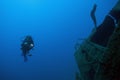 Diver underwater - deep water Royalty Free Stock Photo