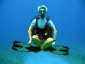 Diver weightless underwater Royalty Free Stock Photo